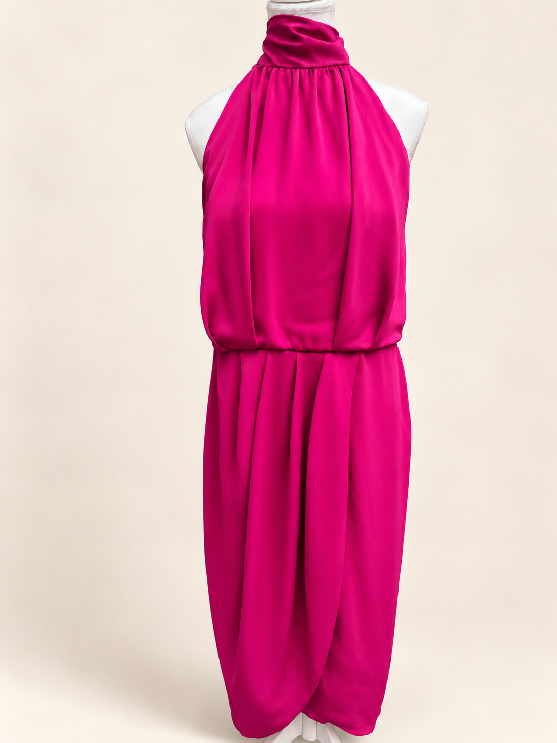 City Chic Fuchsia Halter Neck Dress – Size M/18