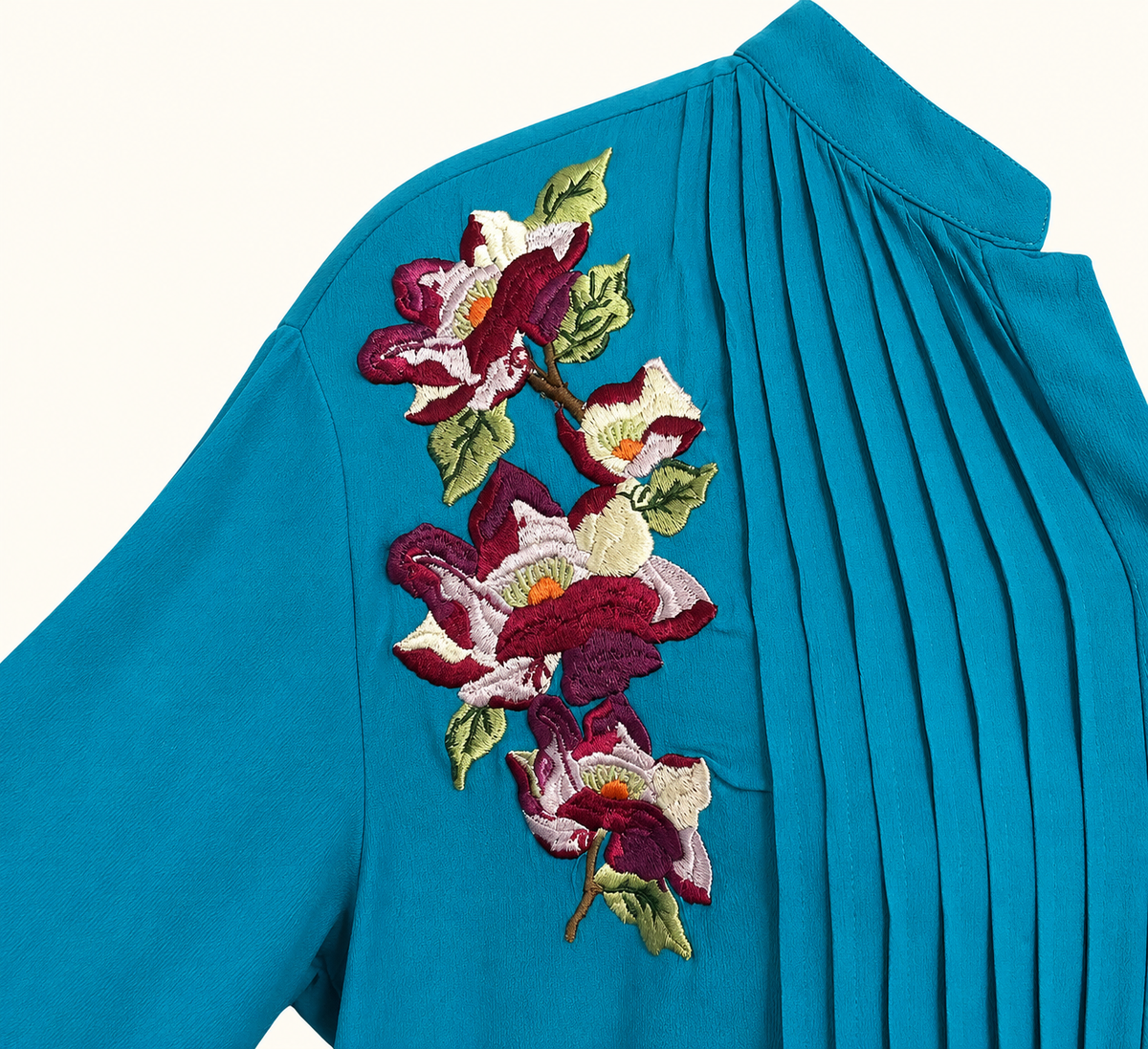Top Notch Teal Blue Floral Embroidered Tunic Dress – Size 16