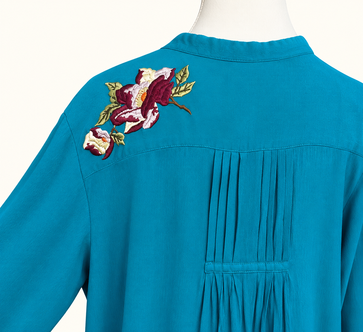 Top Notch Teal Blue Floral Embroidered Tunic Dress – Size 16
