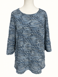 Wombat Size XXL/18 – Blue Textured Stretch Tunic Top | 3/4 Sleeves