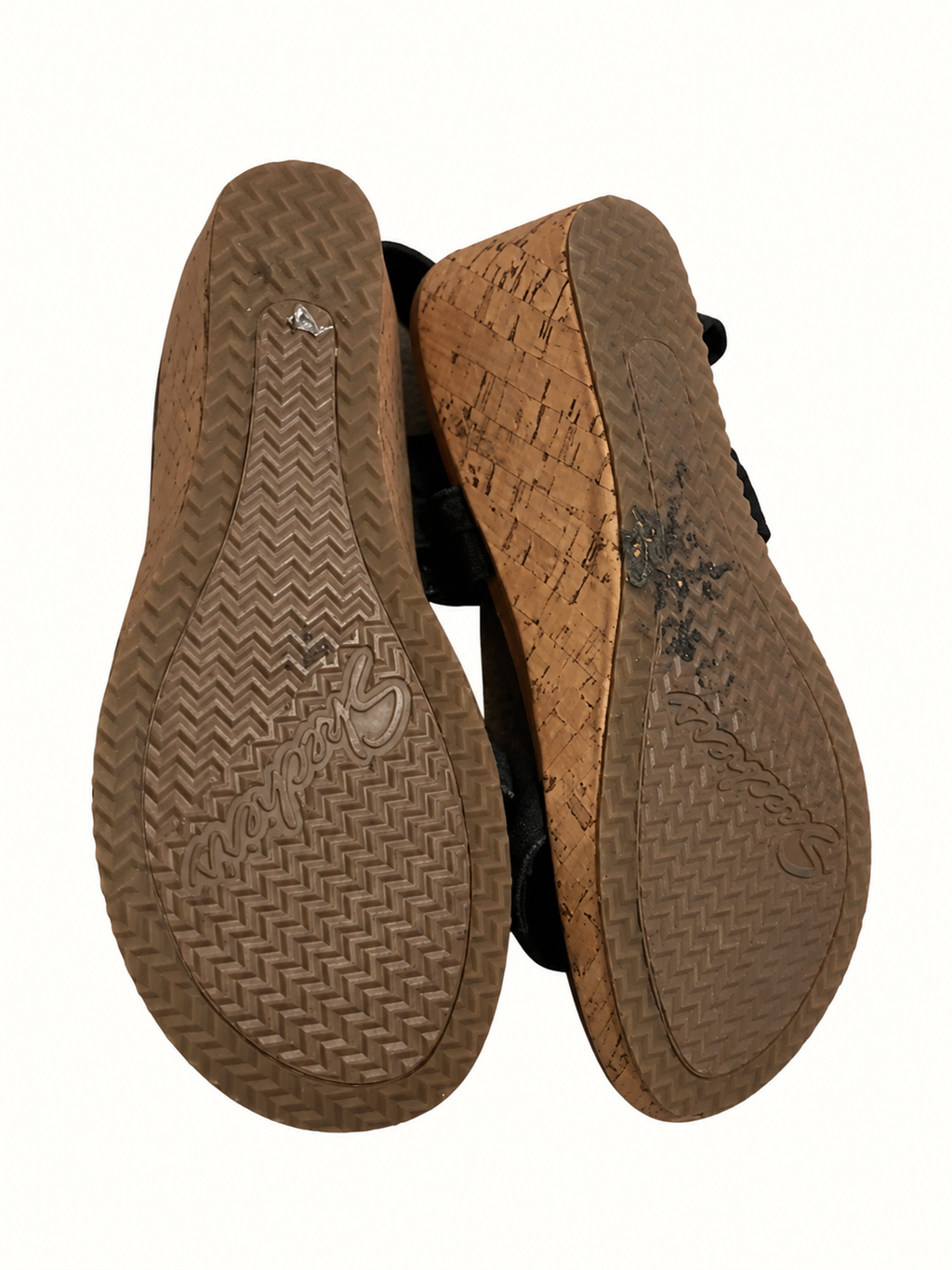 Skechers Black Strappy Cork Wedge Sandals – Size 39 | Very Good Pre-Loved Condition
